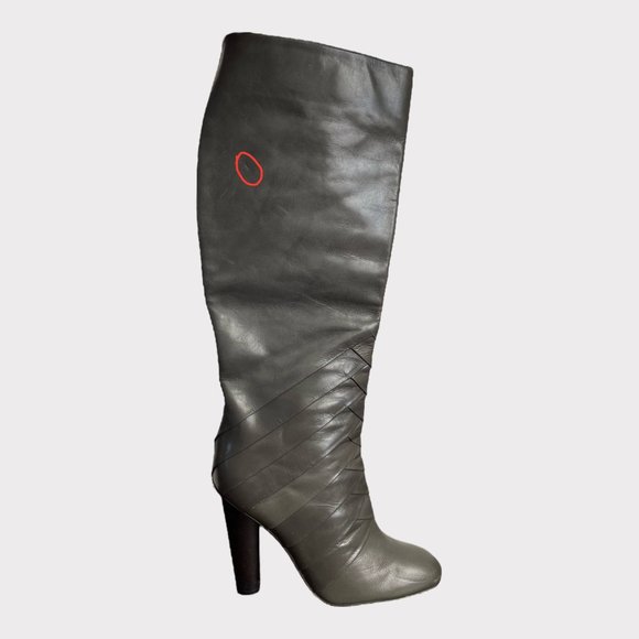 Elie Tahari Gray Wrap Edgy Heels Round Toe Boots Tall Women's Size 6.5 - Picture 8 of 16